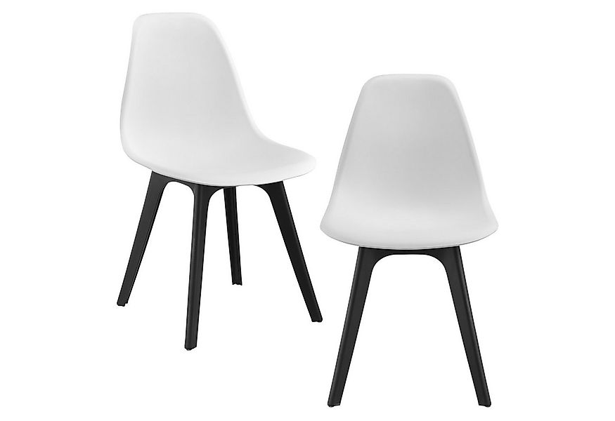 en.casa Esszimmerstuhl (2er Set), »Brevik« Kunststoff Weiß/Schwarz günstig online kaufen