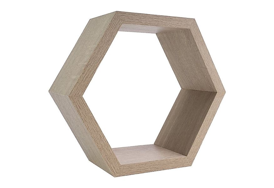 Domax Wandregal Wand‑Regal Sechseck Eiche dekoratives Wandboard in sechseck günstig online kaufen