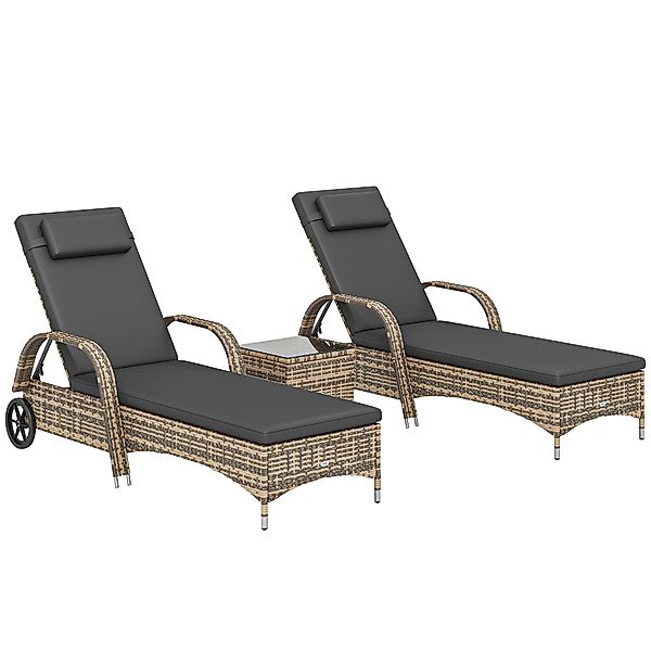 Outsunny Set mit 2 Komfort-Sonnenliegen: Matratze, Kopfstütze, mehrfach ver günstig online kaufen