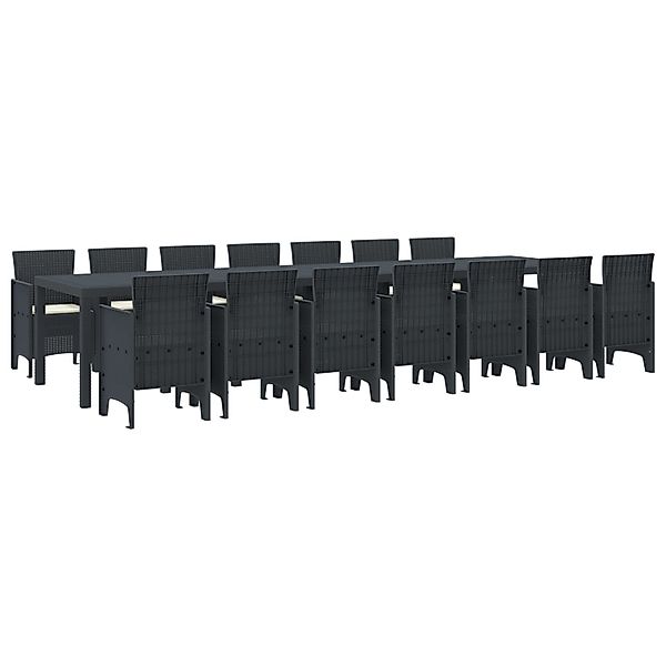 vidaXL Garten Essgruppe 15-Tlg Anthrazit Poly Rattan 3378796 günstig online kaufen
