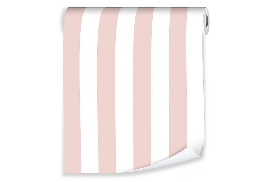 Wallarena Vliestapete Streifen Weiß Rosa Kinderzimmer Modern Kinder 10m x 5 günstig online kaufen