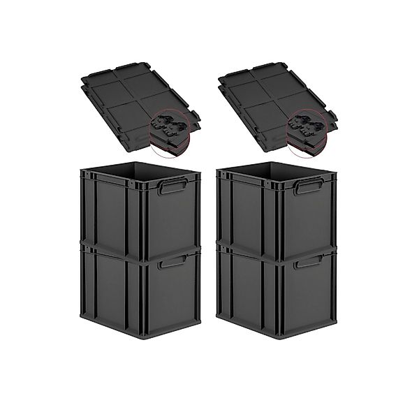PROREGAL SuperSparSet 4x Eurobox Nextgen Grip Mit Scharnierdeckel Und Schwa günstig online kaufen