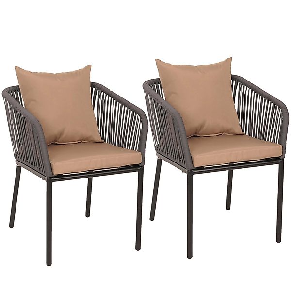 PROREGAL Gartenstuhl 2er-Set 75x55x55cm Sitzhöhe 48cm Wetterfest Aluminium günstig online kaufen