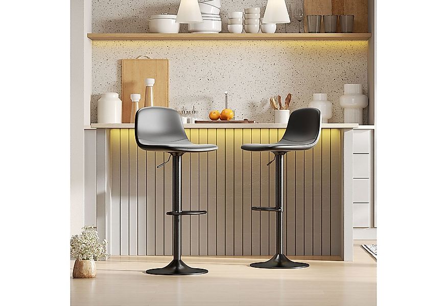 HOMCOM Barhocker Höhenverstellbar Drehbar Barstuhl mit Rückenlehne und Fußs günstig online kaufen