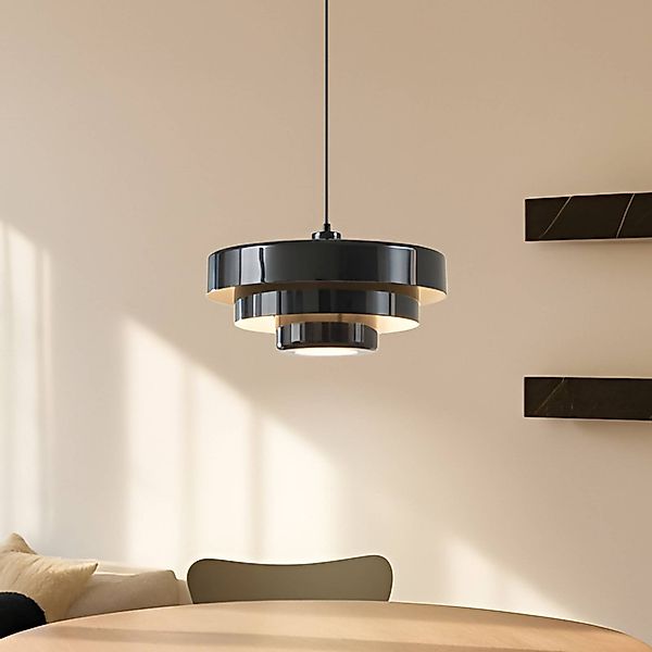 Lindby Hängeleuchte Tivra, schwarz, Ø 35 cm, Metall, E27 günstig online kaufen
