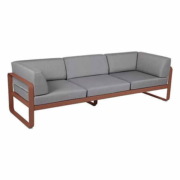 Bellevie 3-Sitzer Club Sofa Outdoor 20 Ockerrot 79 Flanellgrau günstig online kaufen