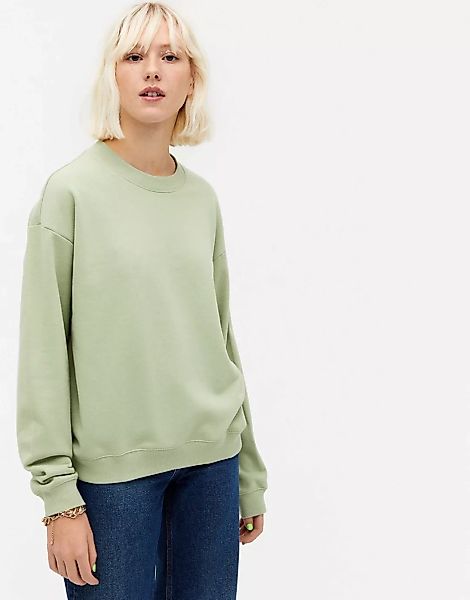 Monki – Nana – Sweatshirt mit Bio-Baumwolle in Hellgrün günstig online kaufen