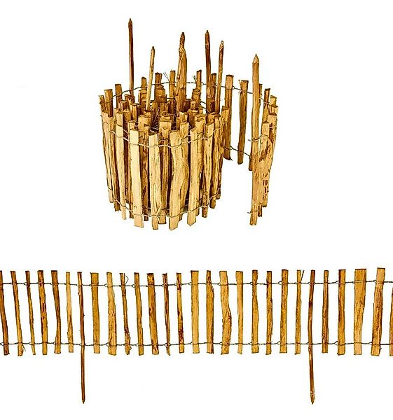 sunnypillow Gartenzaun Staketenzaun mit Pfosten aus Haselnuss imprägnierter günstig online kaufen