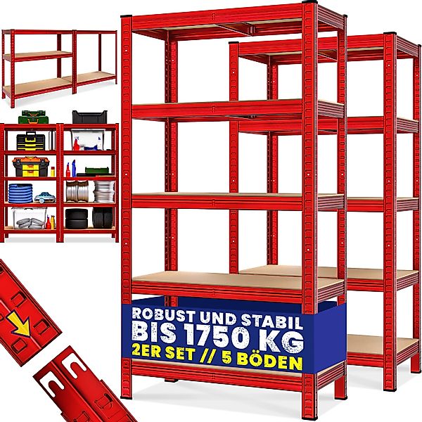 monzana Schwerlastregal, 2x 180x90x40cm 875kg rot günstig online kaufen
