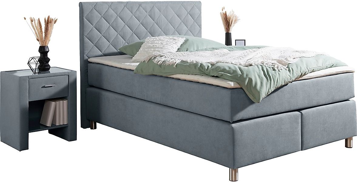 Leonique Boxspringbett "Bernard, in verschiedenen Breiten", inkl. Topper, M günstig online kaufen