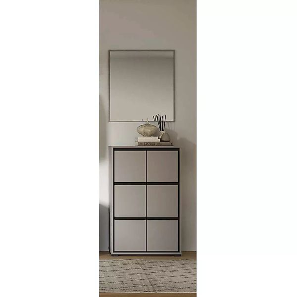 Garderobenset mit Spiegel in Grau und Schwarz 65 cm breit (zweiteilig) günstig online kaufen