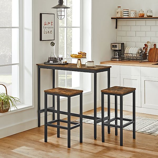 VASAGLE Bartisch Bartisch-Set, Stehtisch(100x40x90cm) mit 2 günstig online kaufen