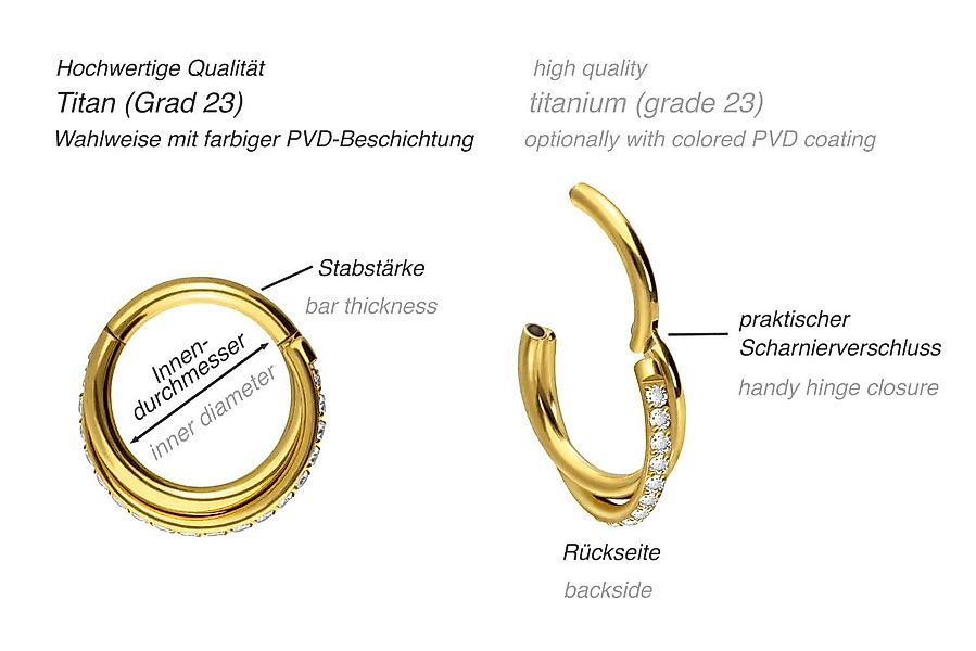 PIERCINGLINE Piercing-Set Titan Segmentring Clicker 2 günstig online kaufen