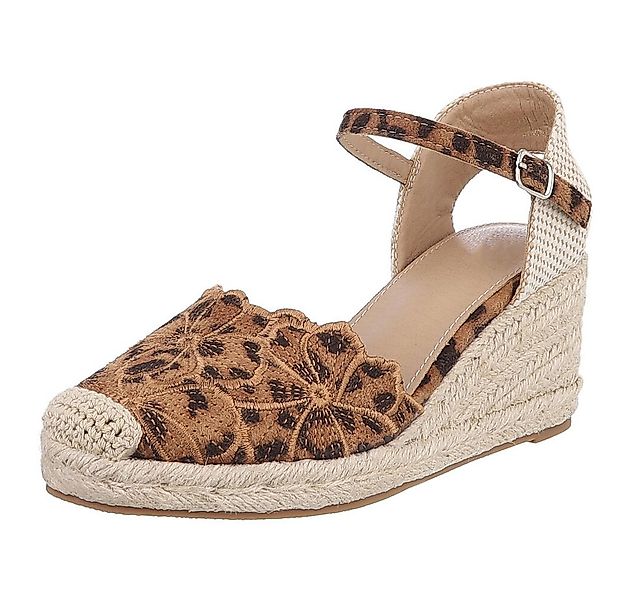 Ital-Design Beige Wedges mit Blumenstickerei – Sommerliche Eleganz Schnürpu günstig online kaufen