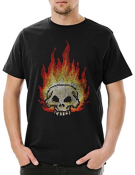 Urban Backwoods Print-Shirt Urban Backwoods Pixel Burning Skull Herren T-Sh günstig online kaufen