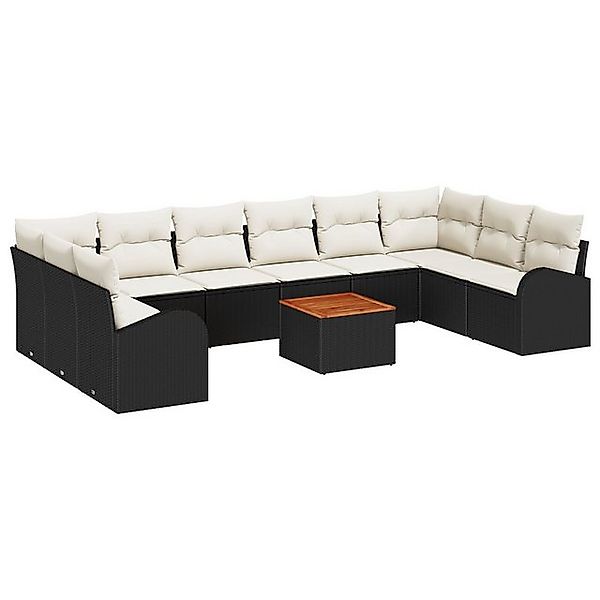 vidaXL Loungesofa 11-teiliges Garten Sofa Set mit Kissen Schwarz Poly Ratta günstig online kaufen