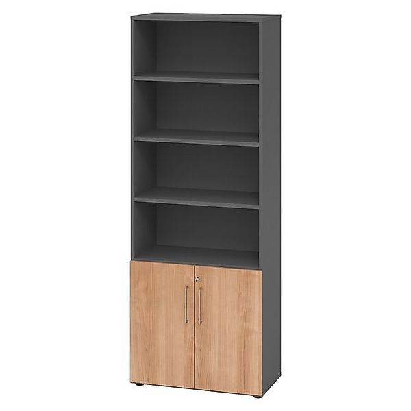 bümö Aktenschrank smart Kombischrank - 2 plus 4 Ordnerhöhen Dekor: Graphit/ günstig online kaufen
