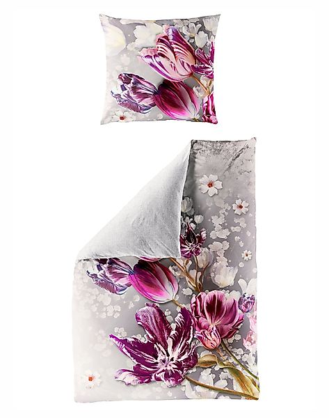 JACK Wendebettwäsche 135x200cm Tulpen in Lila günstig online kaufen