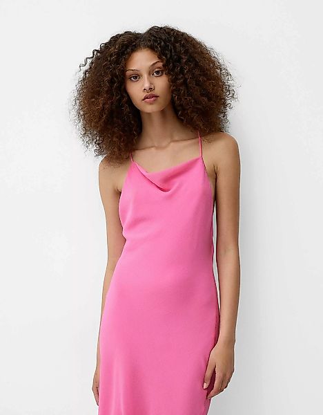 Bershka Asymmetrisches Kleid Mit Volant Damen M Rosa günstig online kaufen