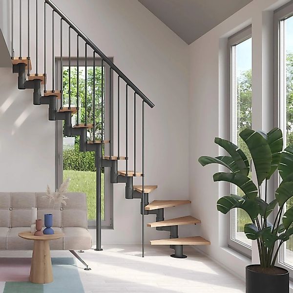 Treppen Intercon Raumspartreppe Torino Mittelholmtreppe Lava-Anthrazit mit günstig online kaufen