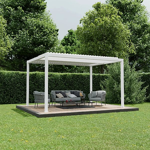 Ximax Pergola Shade Aluminium Elektrisch 300 cm x 400 cm Weiß mit Beleuchtu günstig online kaufen