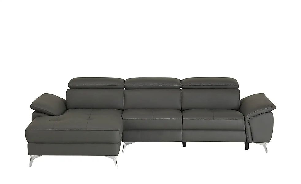 uno Leder-Ecksofa  Danae klein ¦ grau ¦ Maße (cm): B: 282 H: 78 T: 166.0 Po günstig online kaufen