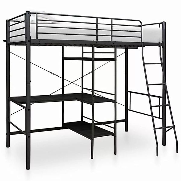 furnicato Bett Etagenbett mit Tischrahmen Schwarz Metall 90x200 cm günstig online kaufen