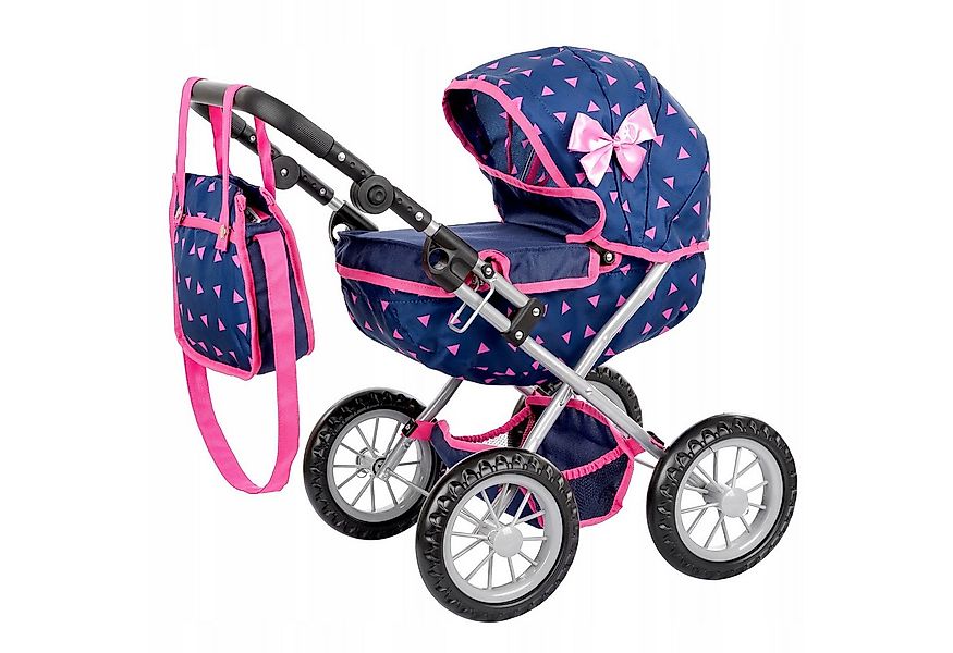 kinderplay Puppenwagen Puppenwagen mit Tasche – Höhenverstellbar – Spielspa günstig online kaufen