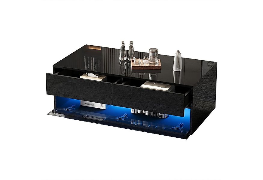 Merax Couchtisch hochglanz Sofatisch Beistelltisch mit LED-Beleuchtung (100 günstig online kaufen