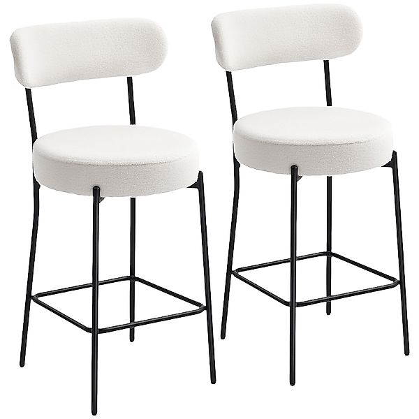 HOMCOM Set aus 2 Barhockern aus Bouclé-Stoff, Sitzfläche 68H cm, Barhocker, günstig online kaufen