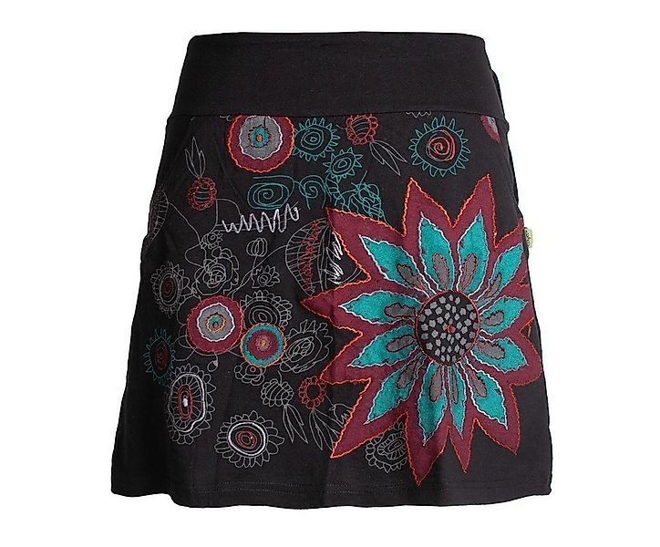 Vishes Minirock Baumwoll Rock mit großer gestickter Blume Cacheur, Ethno, G günstig online kaufen