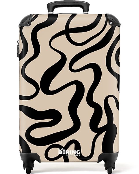 NoBoringSuitcases.com© Hartschalen-Trolley Beige mit schwarzen abstrakten günstig online kaufen