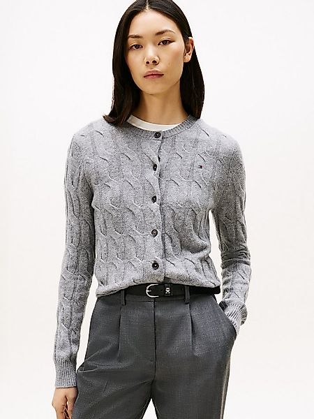Tommy Hilfiger Strickjacke SOFT WOOL CABLE C-NK LS CARDIGAN mit Zopfmuster, günstig online kaufen