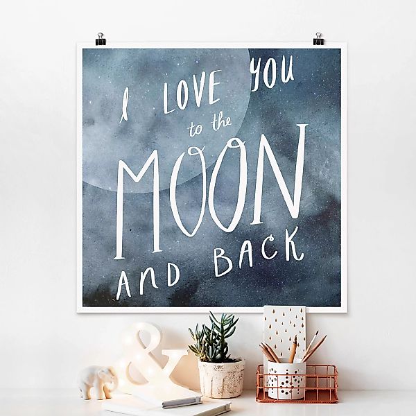 Poster Spruch - Quadrat Himmlische Liebe - Mond günstig online kaufen