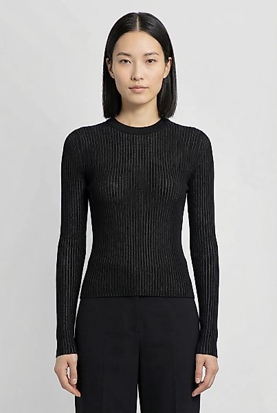 HUGO Blue Rundhalspullover "Somya" Rippstrick im Viskosemix günstig online kaufen