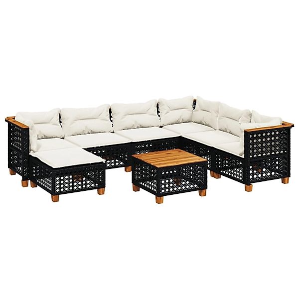 vidaXL 8-Tlg Garten-Sofagarnitur mit Kissen Schwarz Poly Rattan 3261944 günstig online kaufen