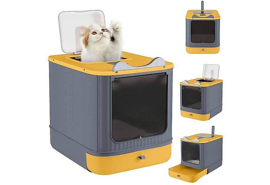 JEOBEST Katzentoilette Katzenklo mit Deckel Schaufel Aktivkohlefilter günstig online kaufen