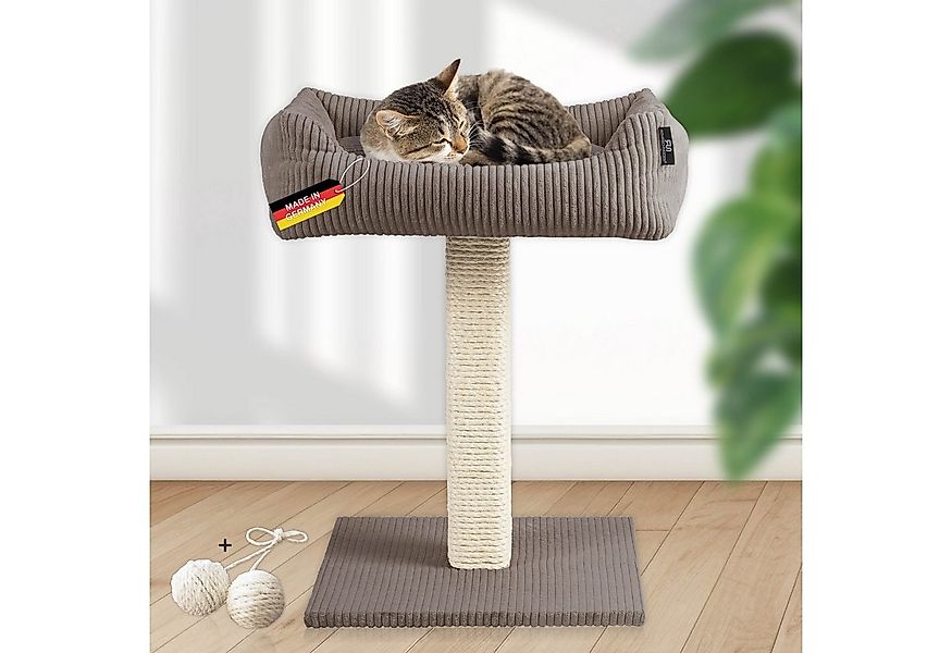 Rohrschneider Kratzbaum Katzenbaum Wolly breiter Kratzstamm mit Katzenbett günstig online kaufen