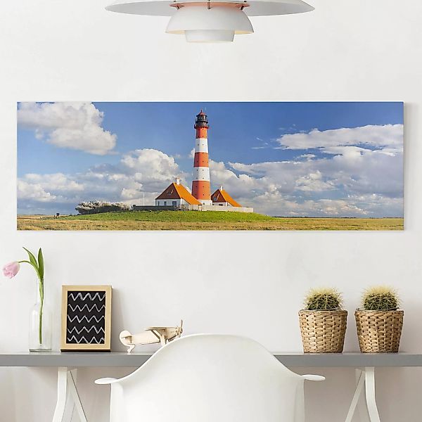 Leinwandbild Leuchtturm - Panorama Leuchtturm in Schleswig-Holstein günstig online kaufen