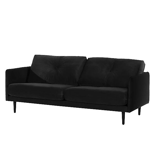 home24 Norrwood Sofa Pigna II 3-Sitzer Schwarz Samt 208x86x94 cm günstig online kaufen