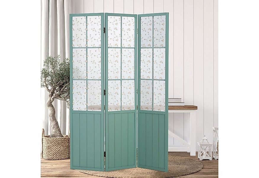 Homestyle4u Paravent Raumteiler Holz Trennwand Sichtschutz Indoor Blumenmus günstig online kaufen