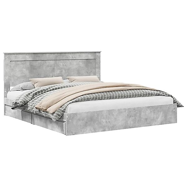 vidaXL Stauraumbett Betongrau 200 x 200 cm Holzwerkstoff 3410221 günstig online kaufen