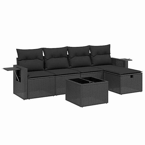 vidaXL 6-tlg Garten-Sofagarnitur mit Kissen Schwarz Poly Rattan Modell 139 günstig online kaufen