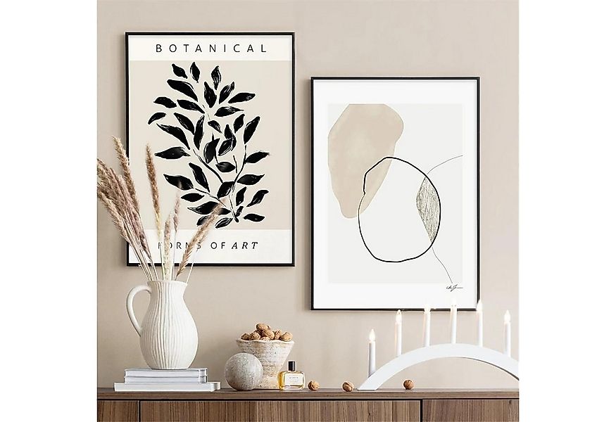 LuxusKollektion Leinwandbild Poster Abstrakt Geometrisch Pflanzen Boho 2er günstig online kaufen