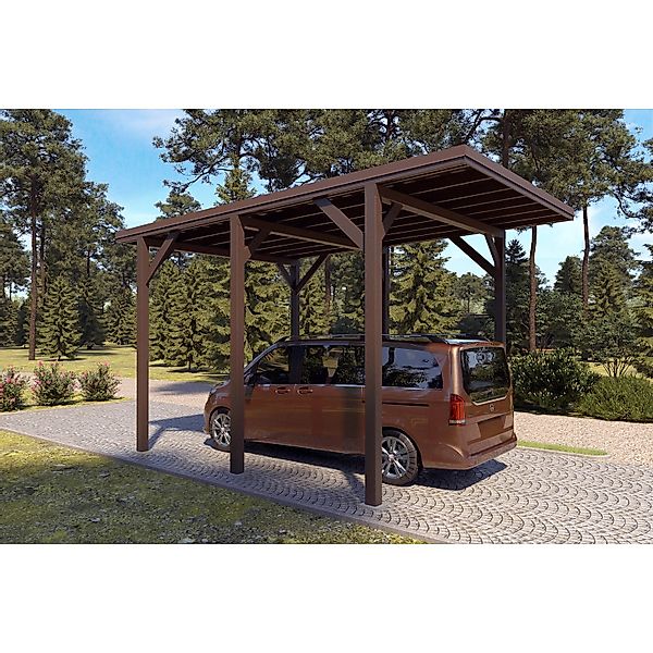 Holzbrüder Camping-Carport Ralf 24m² Graubraun-Dunkelbraun günstig online kaufen