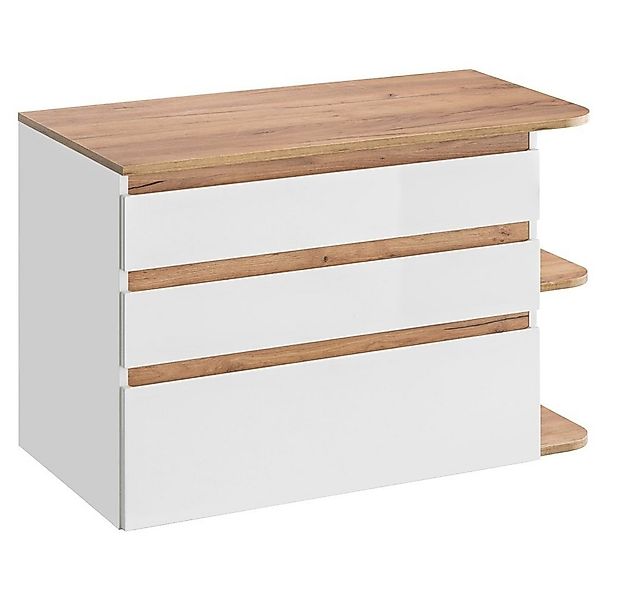 Lomadox Badmöbel-Set CAMPOS-56, (Spar-Set, 5-St), weiß mit Wotaneiche Hochs günstig online kaufen