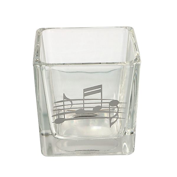 Musikboutique Teelichthalter quadratisches Teelichtglas mit Notenlinie günstig online kaufen