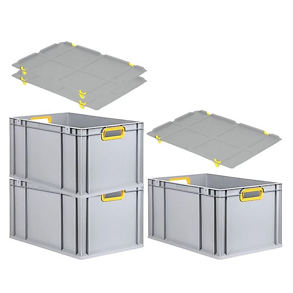 PROREGAL Spar Set 3x Eurobox Nextgen Color Mit Auflagedeckel & Schiebeschna günstig online kaufen
