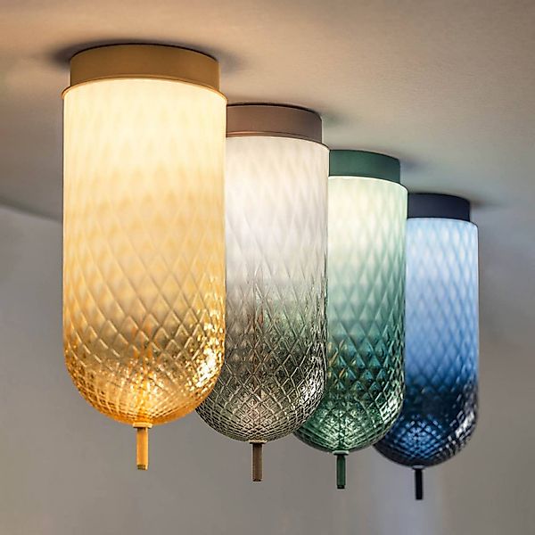 OLEV LED-Deckenlampe Curuba, amber, Glas, Höhe 40 cm 2.700 K günstig online kaufen