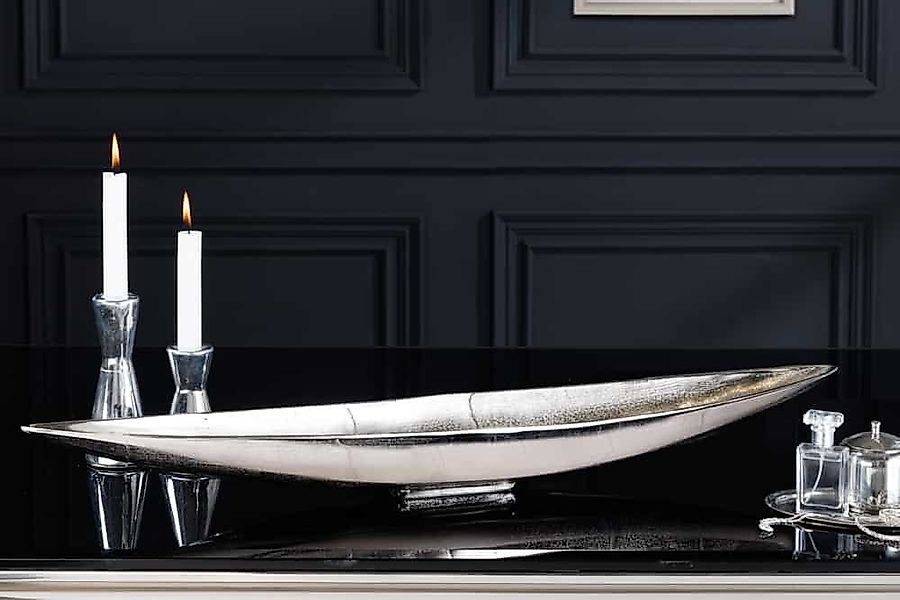 Sitheim-Europe Dekoschale Handgearbeitete Deko Schale LEAF 80cm Aluminium ( günstig online kaufen